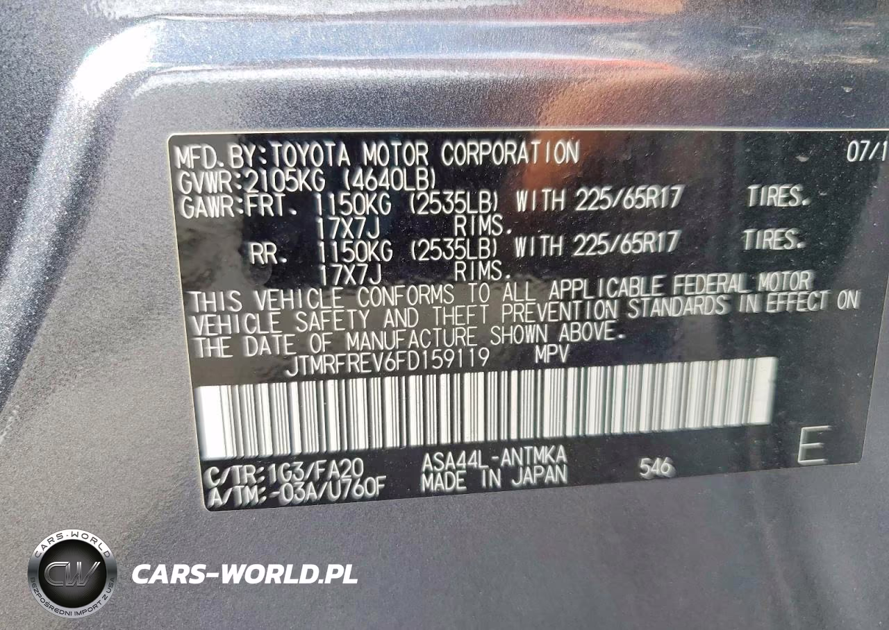 2015 Toyota Rav4 Xle VIN:JTMRFREV6FD159119 - 13