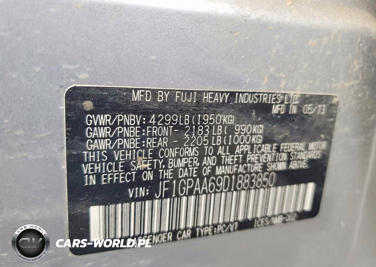 2013 Subaru Impreza VIN:JF1GPAA69D1883850 - 12