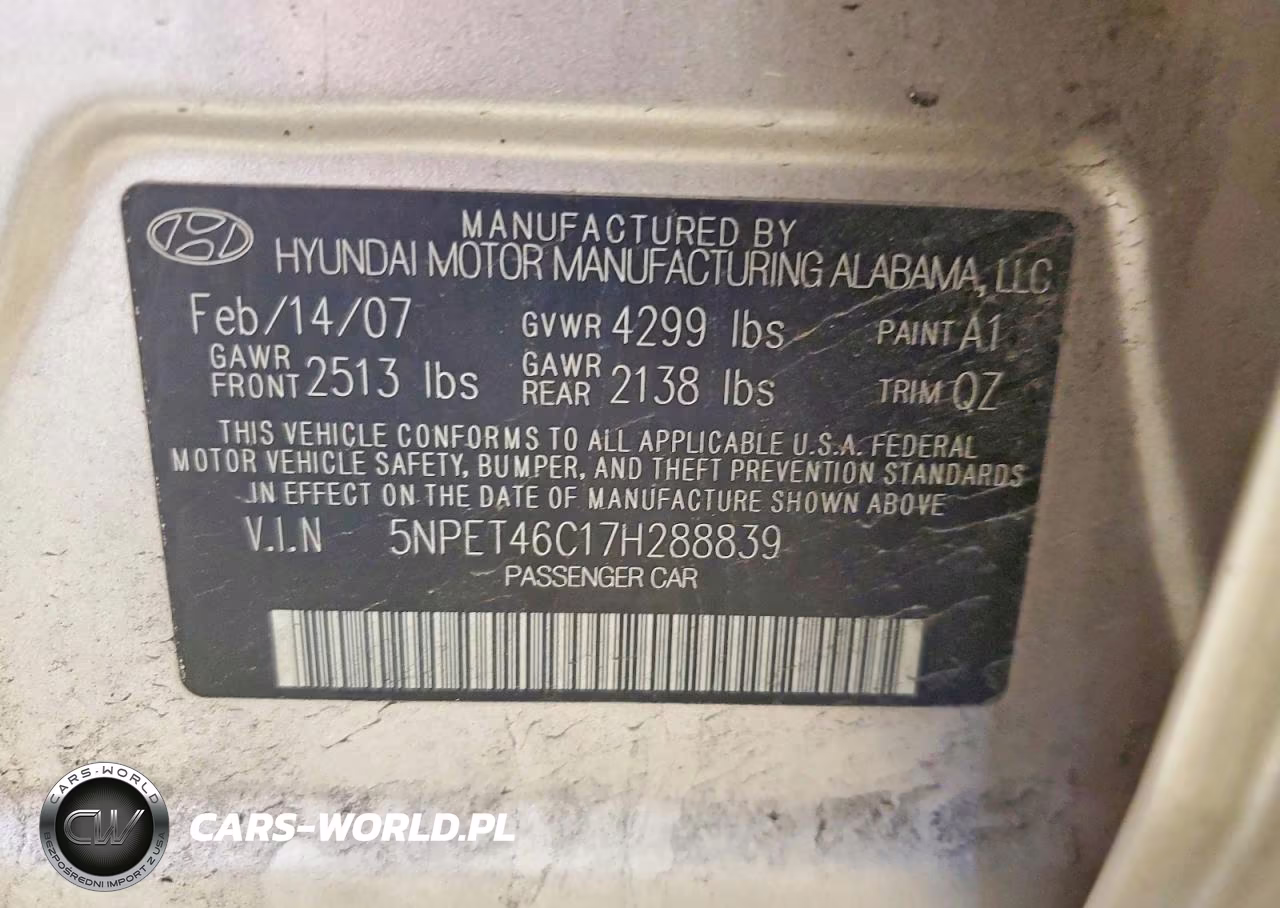 2007 Hyundai Sonata Gls VIN:5NPET46C17H288839 - 12