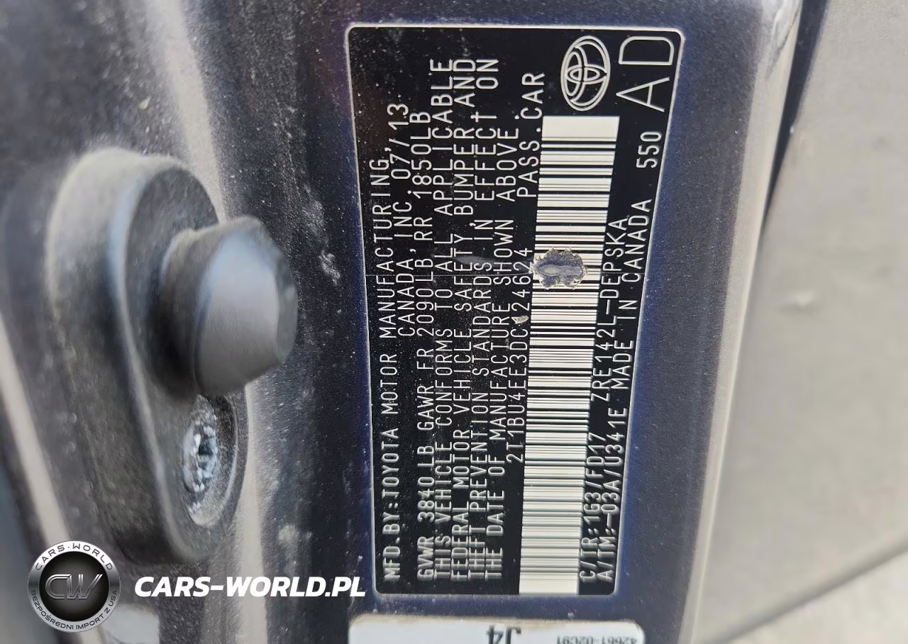 2013 Toyota Corolla S VIN:2T1BU4EE3DC124624 - 12