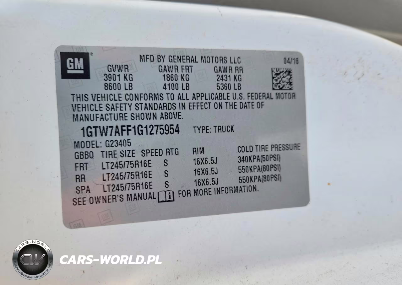 2016 GMC Savana 2500 Cargo Delivery Van VIN:1GTW7AFF1G1275954 - 13