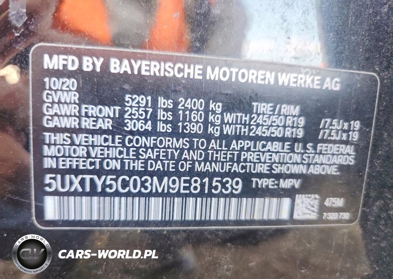 2021 BMW X3 xDrive30I VIN:5UXTY5C03M9E81539 - 13