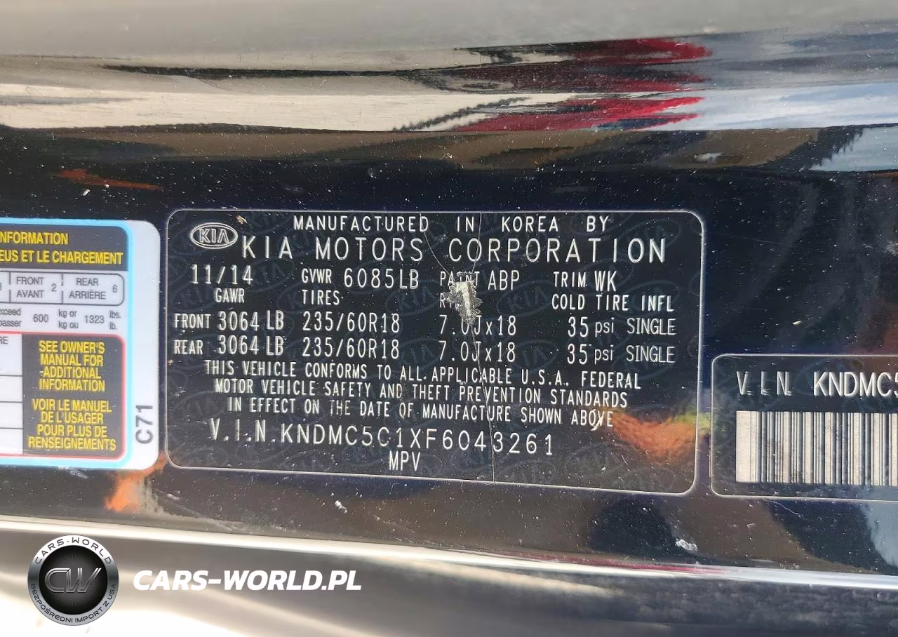 2015 Kia Sedona Ex VIN:KNDMC5C1XF6043261 - 13