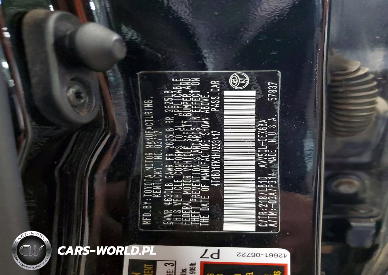 2017 Toyota Camry Hybrid Xle VIN:4T1BD1FK1HU223417 - 12