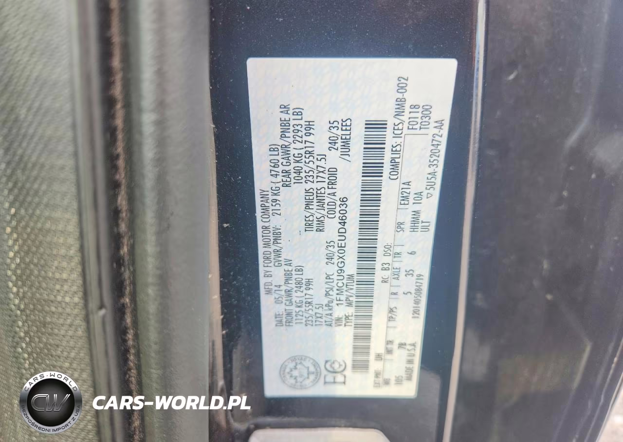 2014 Ford Escape Se VIN:1FMCU9GX0EUD46036 - 14
