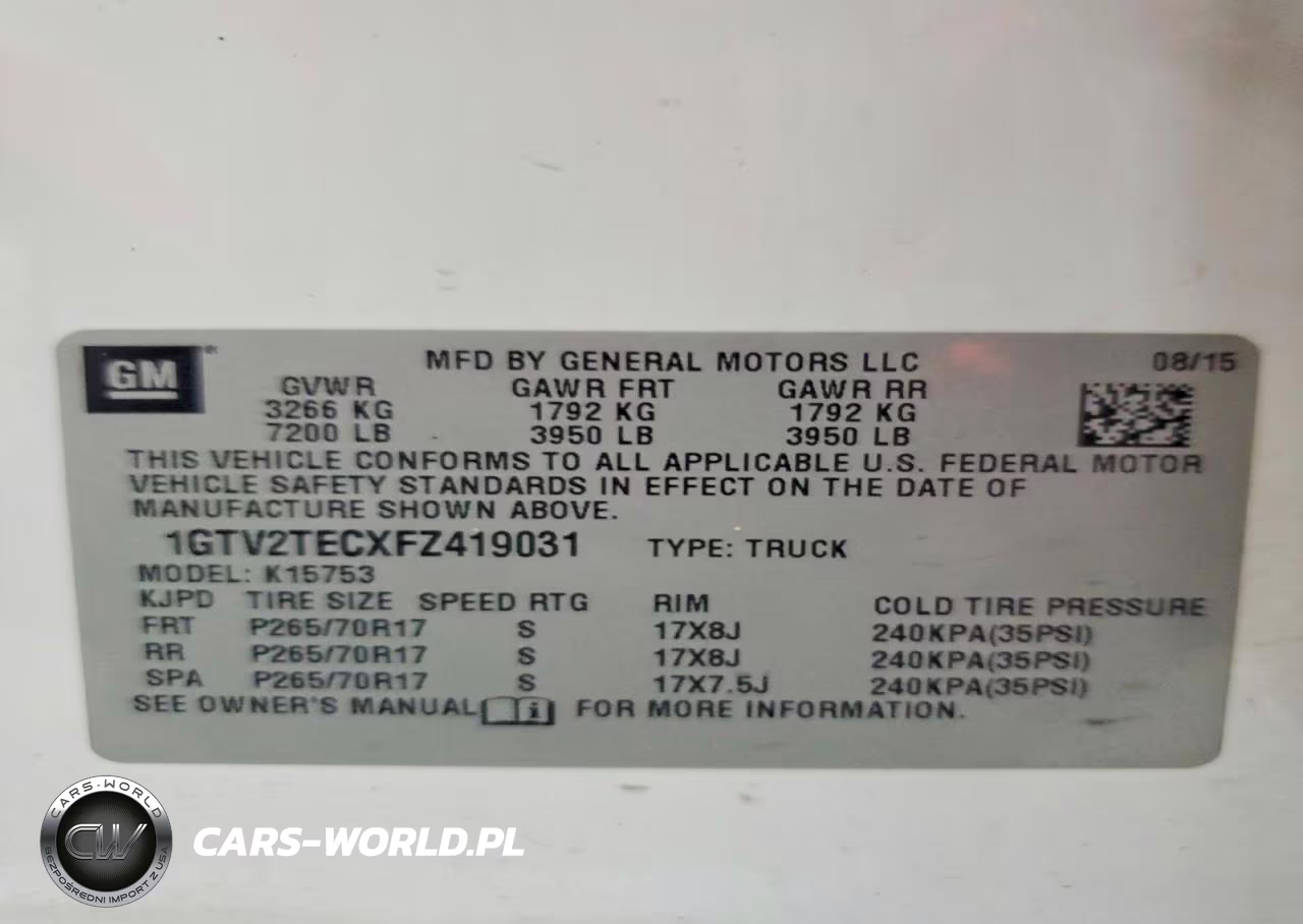 2015 GMC Sierra K1500 VIN:1GTV2TECXFZ419031 - 12