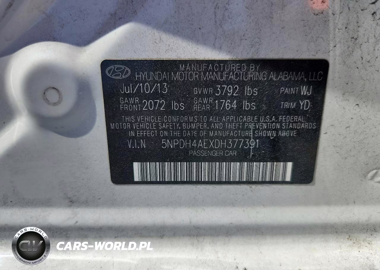 2013 Hyundai Elantra Gls VIN:5NPDH4AEXDH377391 - 12