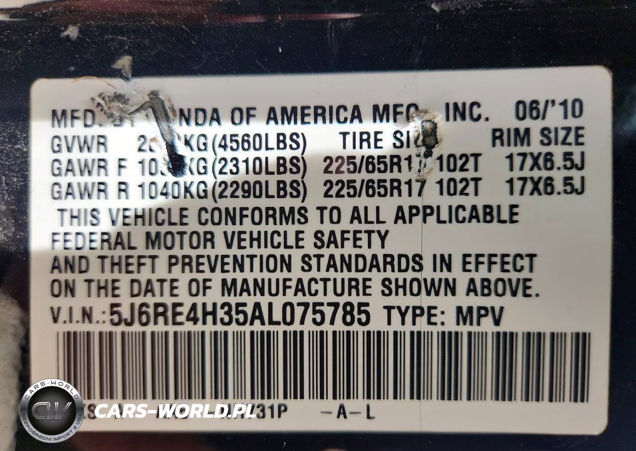 2010 Honda Cr-V Lx VIN:5J6RE4H35AL075785 - 12