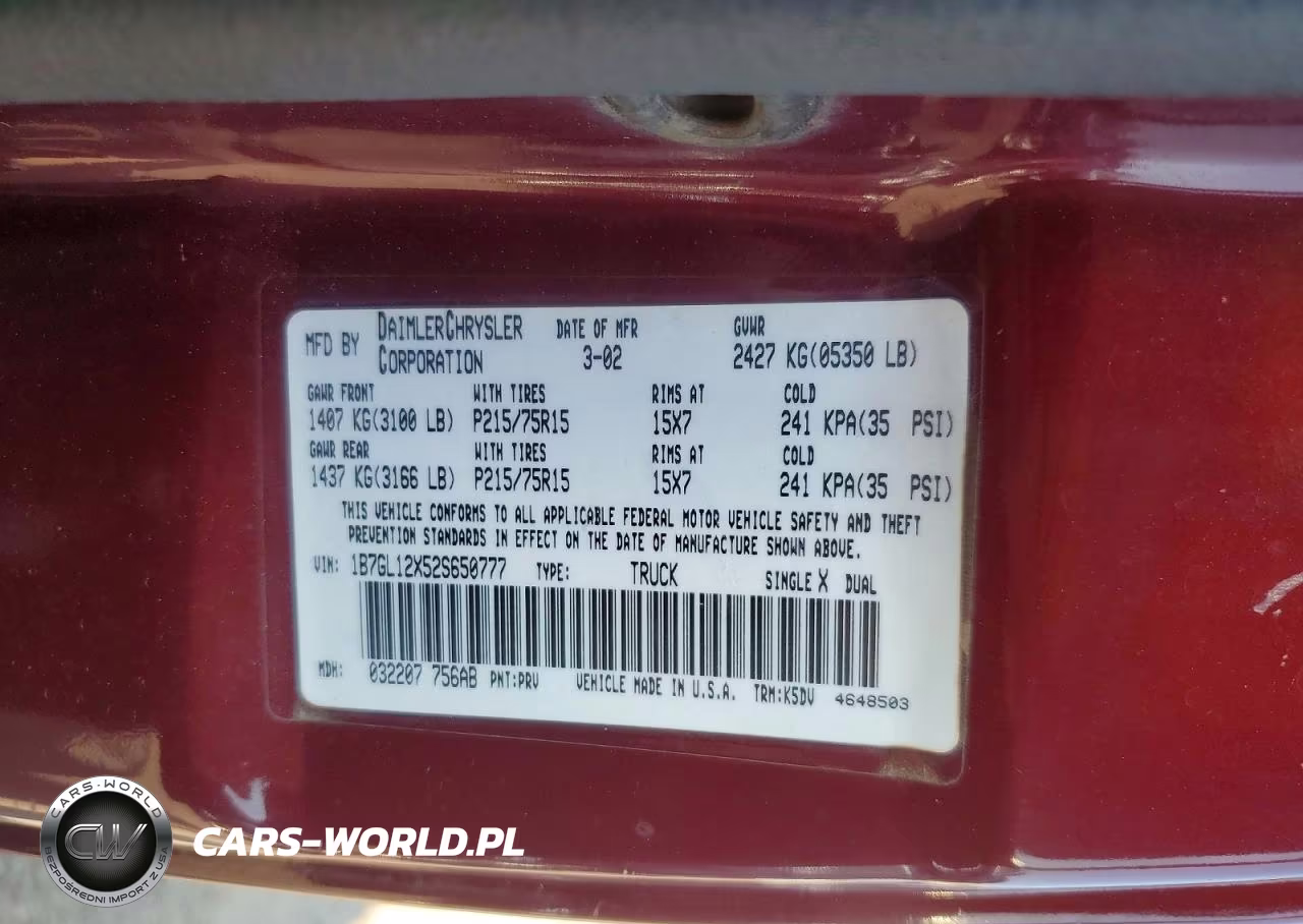 2002 Dodge Dakota Base VIN:1B7GL12X52S650777 - 12