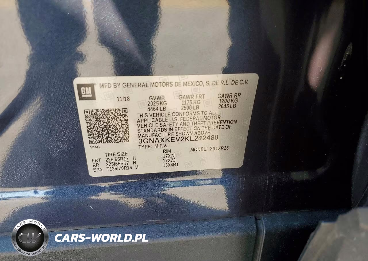 2019 Chevrolet Equinox Lt VIN:3GNAXKEV2KL242480 - 14