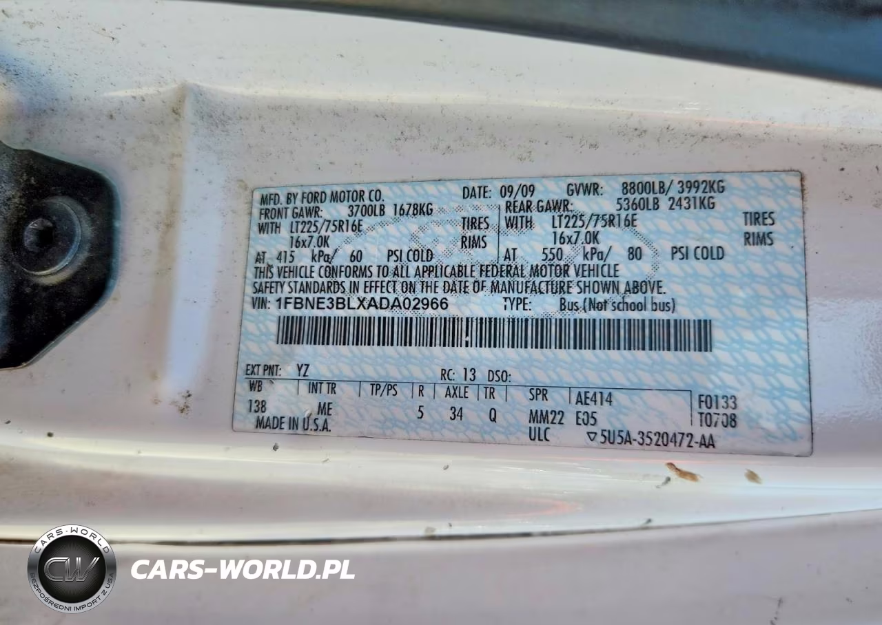 2010 Ford Econoline E350 Super Duty Wagon VIN:1FBNE3BLXADA02966 - 12