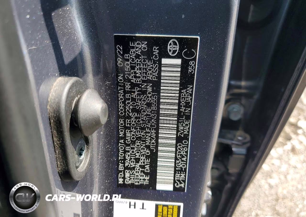2022 Toyota Prius Le VIN:JTDKAMFU9N3185551 - 12