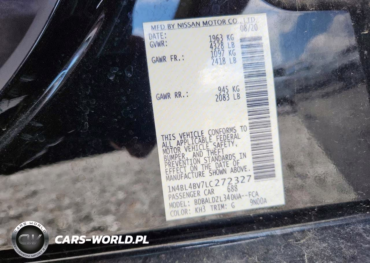 2020 Nissan Altima S VIN:1N4BL4BV7LC272327 - 13