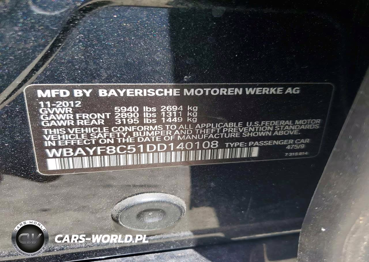 2013 BMW 750 Lxi VIN:WBAYF8C51DD140108 - 12