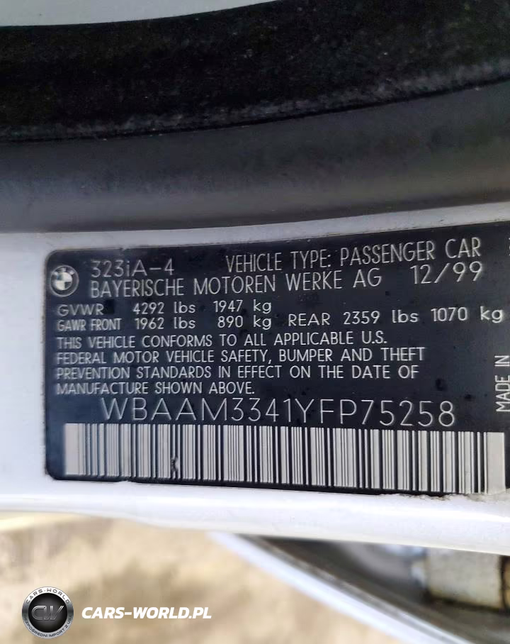 2000 BMW 323 I VIN:WBAAM3341YFP75258 - 12