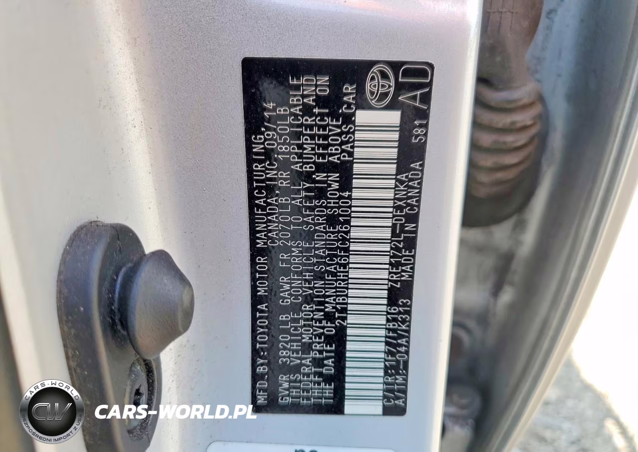 2015 Toyota Corolla Le Plus VIN:2T1BURHE6FC261004 - 12