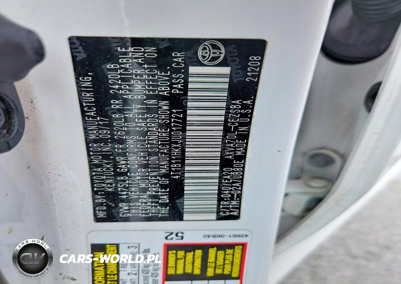 2018 Toyota Camry Se VIN:4T1B11HKXJU017721 - 12