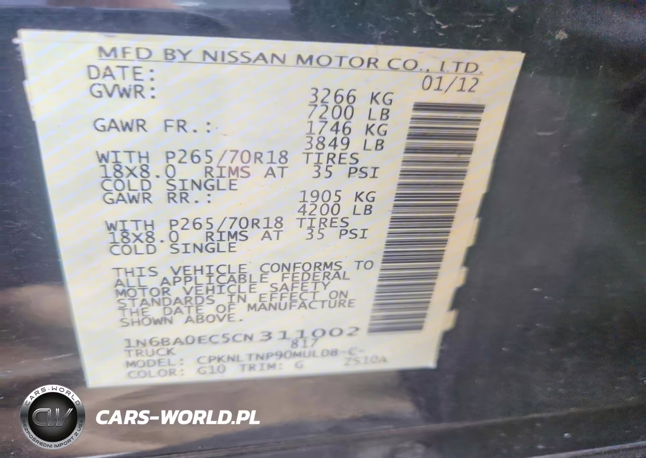 2012 Nissan Titan Sv VIN:1N6BA0EC5CN311002 - 12
