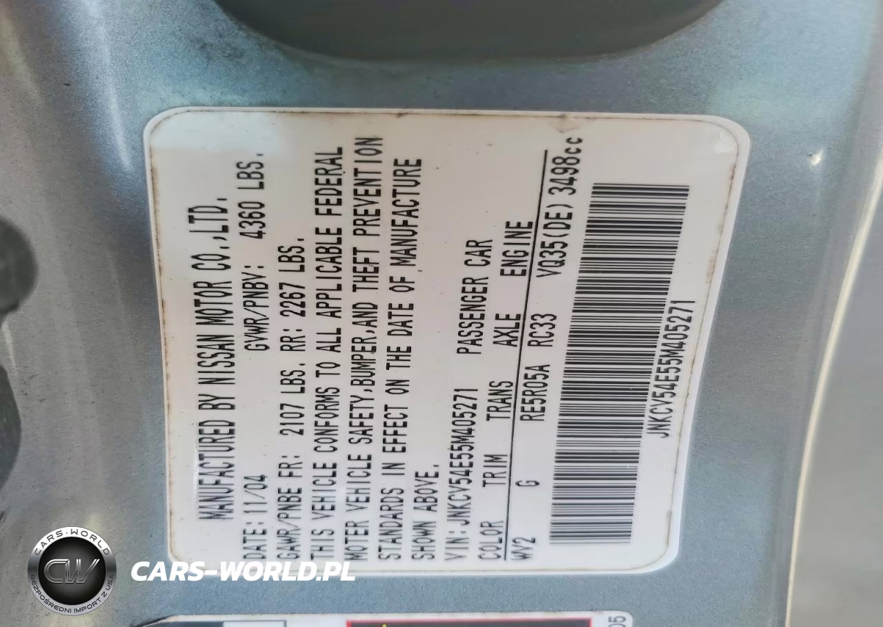 2005 Infiniti G35 Base VIN:JNKCV54E55M405271 - 13
