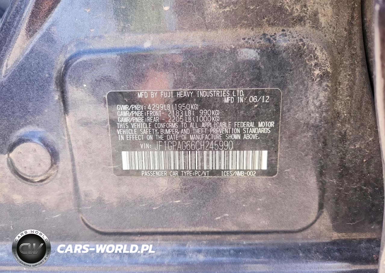 2012 Subaru Impreza Limited VIN:JF1GPAG66CH245990 - 13