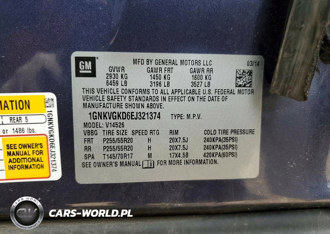 2014 Chevrolet Traverse Lt VIN:1GNKVGKD6EJ321374 - 13