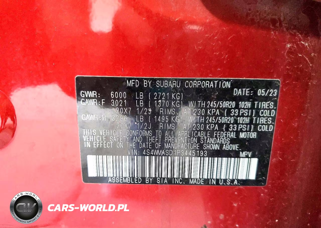 2023 Subaru Ascent Limited VIN:4S4WMASD1P3445193 - 13