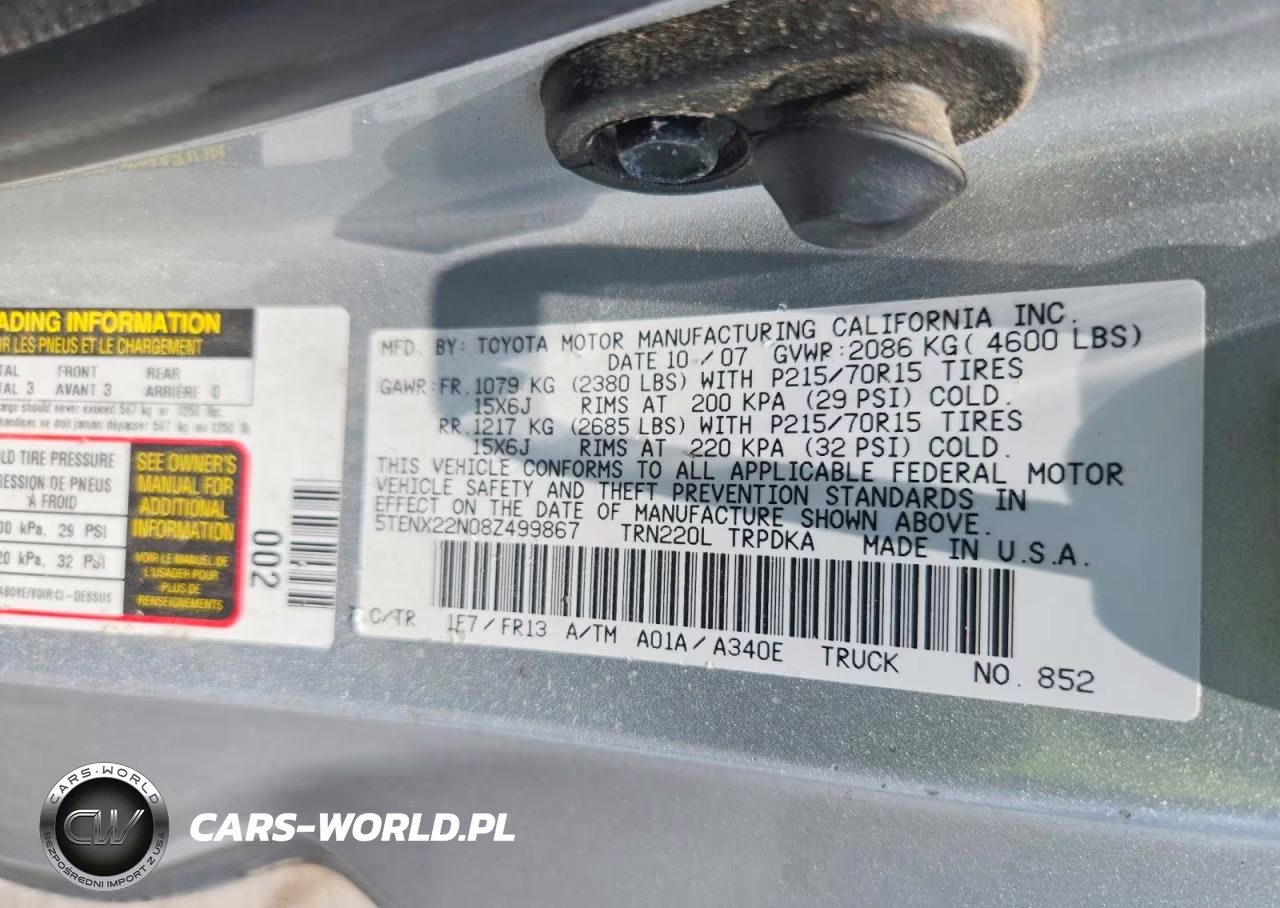 2008 Toyota Tacoma Base VIN:5TENX22N08Z499867 - 12