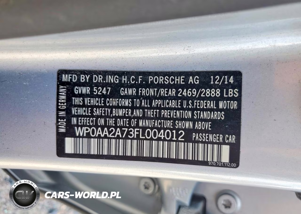 2015 Porsche Panamera 2 VIN:WP0AA2A73FL004012 - 12