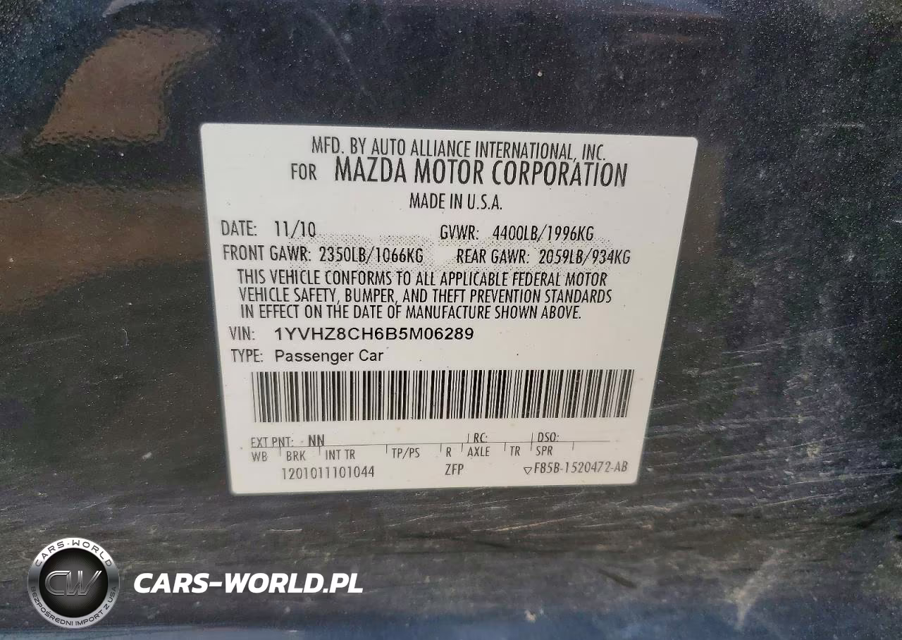 2011 Mazda 6 I VIN:1YVHZ8CH6B5M06289 - 12