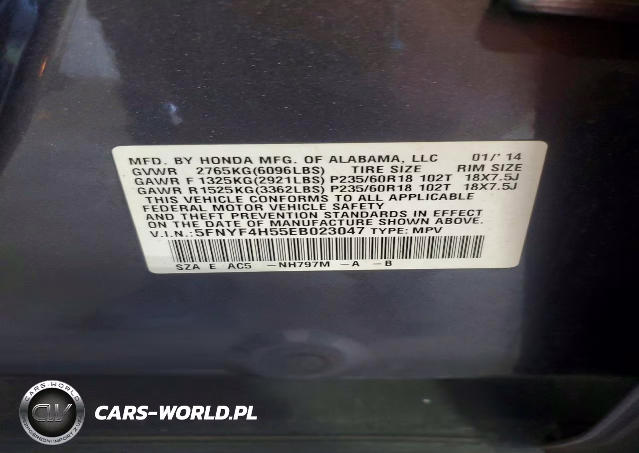 2014 Honda Pilot Exl VIN:5FNYF4H55EB023047 - 13