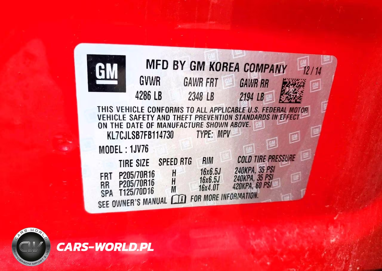 2015 Chevrolet Trax Lt VIN:KL7CJLSB7FB114730 - 13