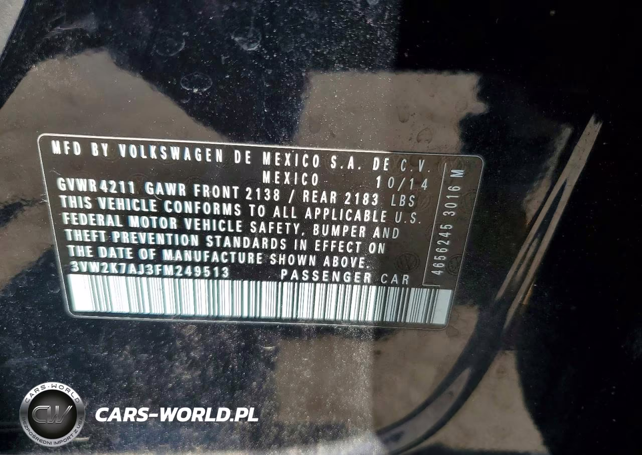 2015 Volkswagen Jetta Base VIN:3VW2K7AJ3FM249513 - 12