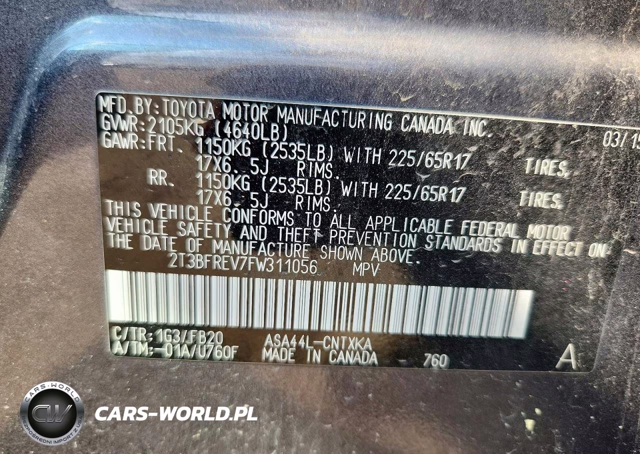 2015 Toyota Rav4 Le VIN:2T3BFREV7FW311056 - 12