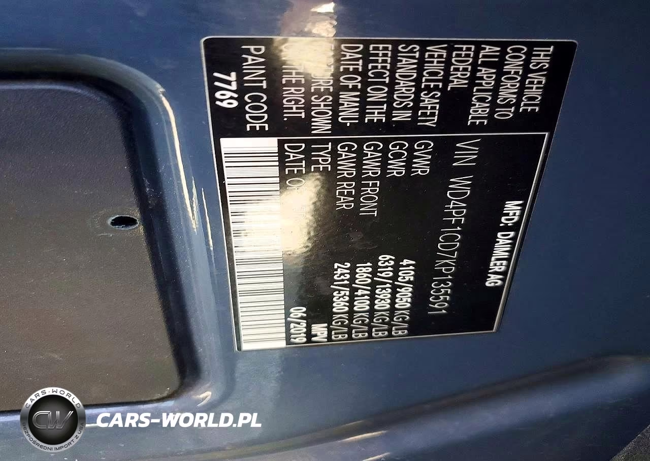 2019 Mercedes-Benz Sprinter 2500-3500 VIN:WD4PF1CD7KP135591 - 12