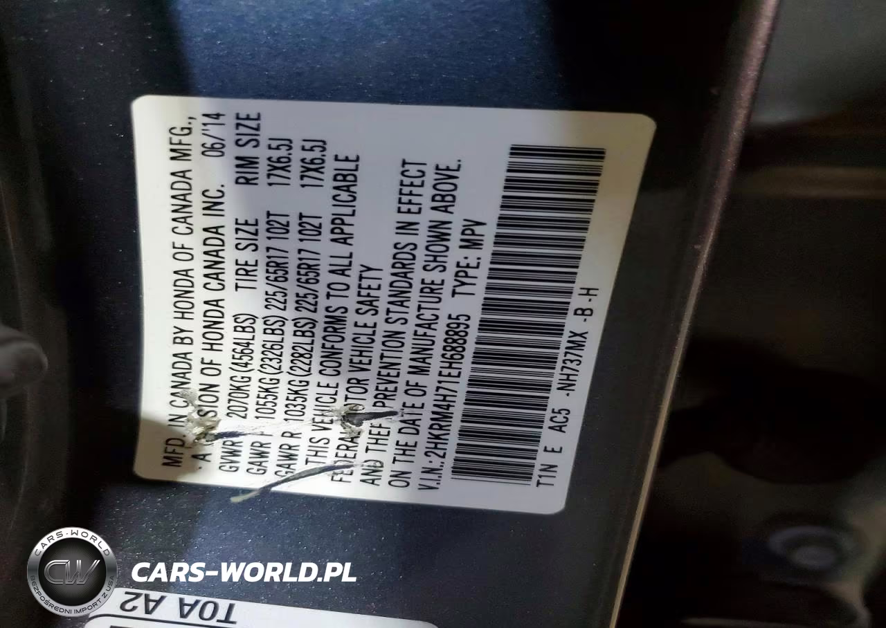 2014 Honda Cr-V Exl VIN:2HKRM4H71EH688895 - 14