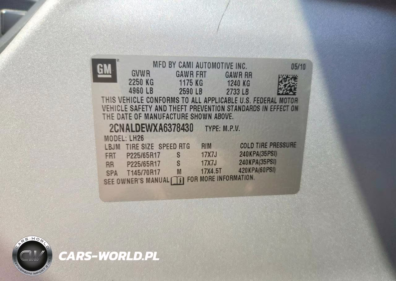 2010 Chevrolet Equinox Lt VIN:2CNALDEWXA6378430 - 12