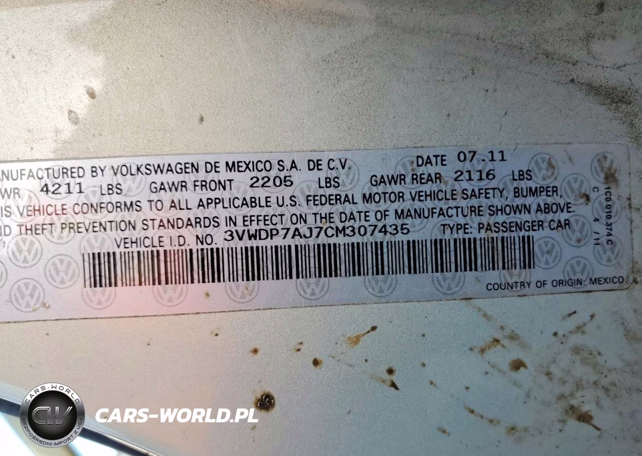 2012 Volkswagen Jetta Se VIN:3VWDP7AJ7CM307435 - 12