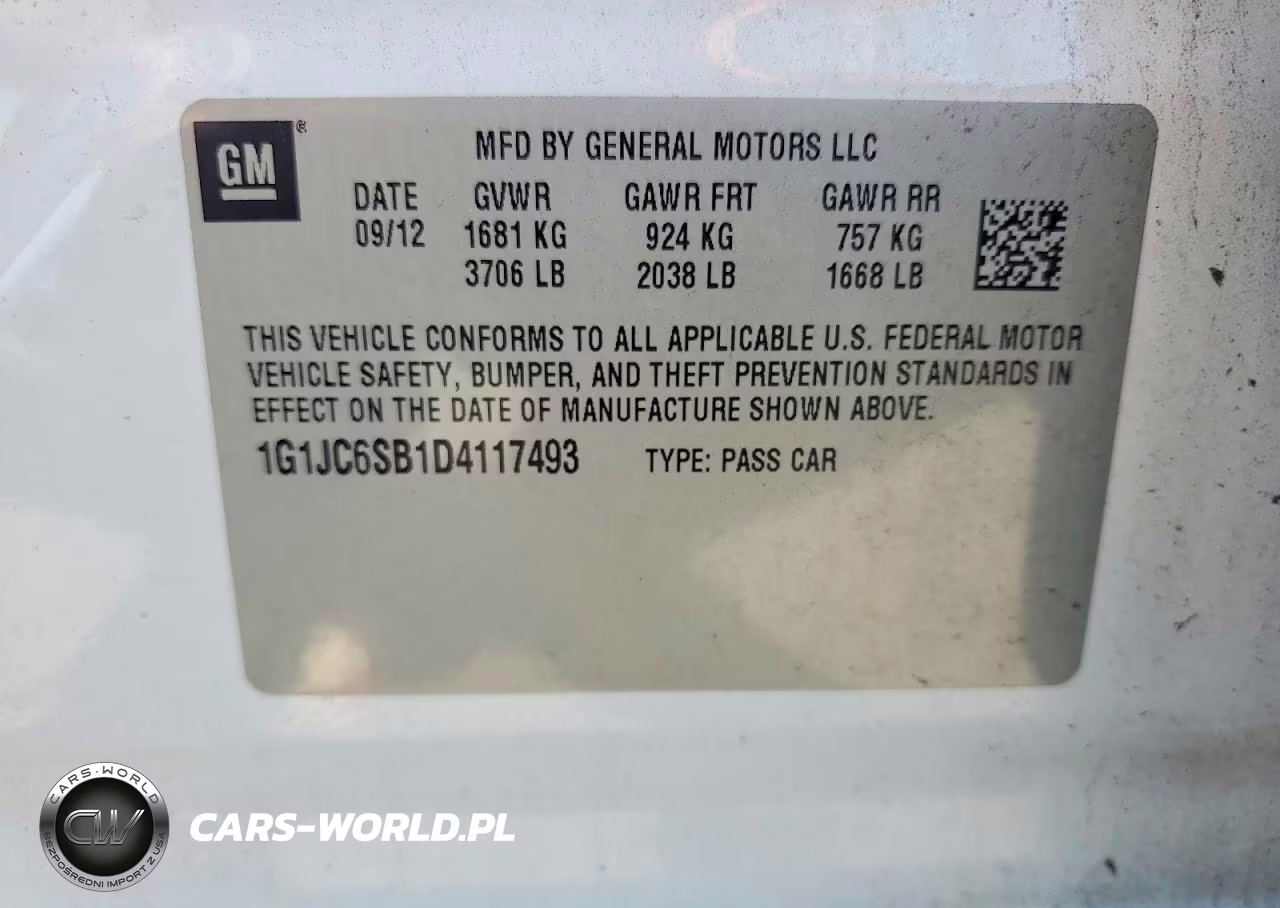 2013 Chevrolet Sonic Lt VIN:1G1JC6SB1D4117493 - 12