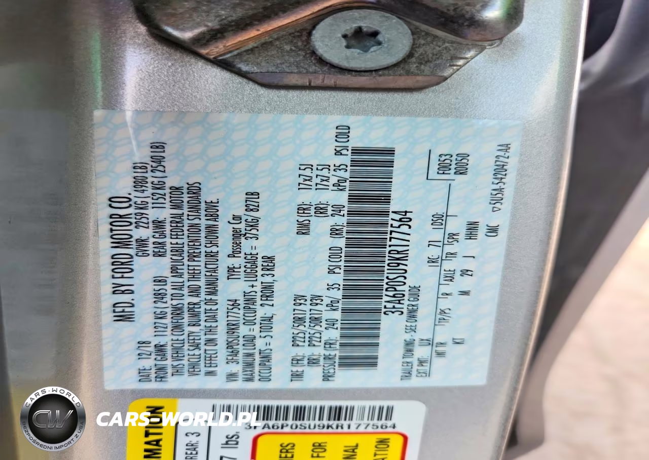 2019 Ford Fusion Titanium VIN:3FA6P0SU9KR177564 - 13