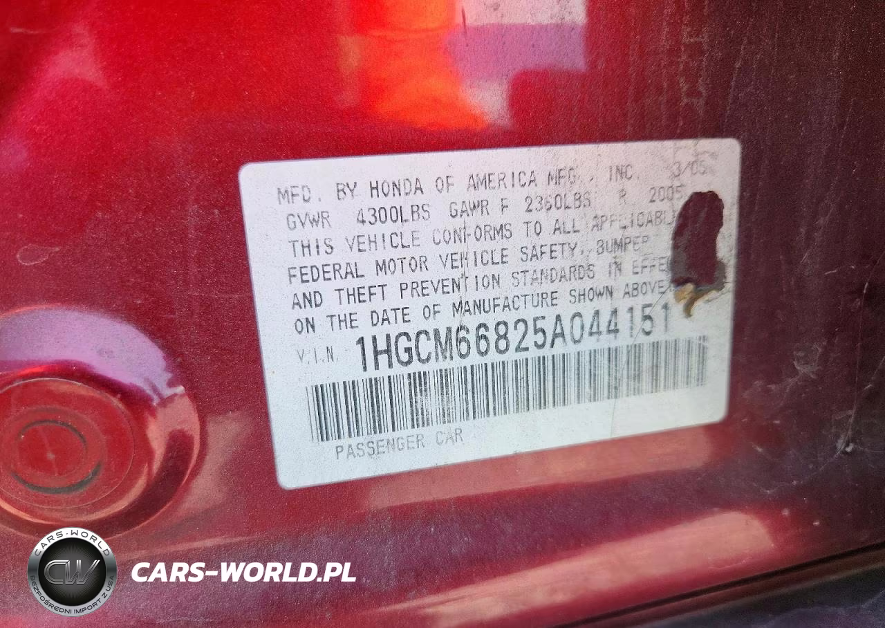 2005 Honda Accord Ex VIN:1HGCM66825A044151 - 12