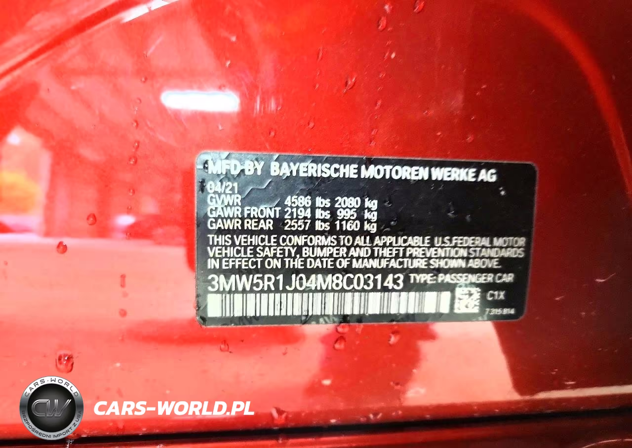 2021 BMW 330I VIN:3MW5R1J04M8C03143 - 13