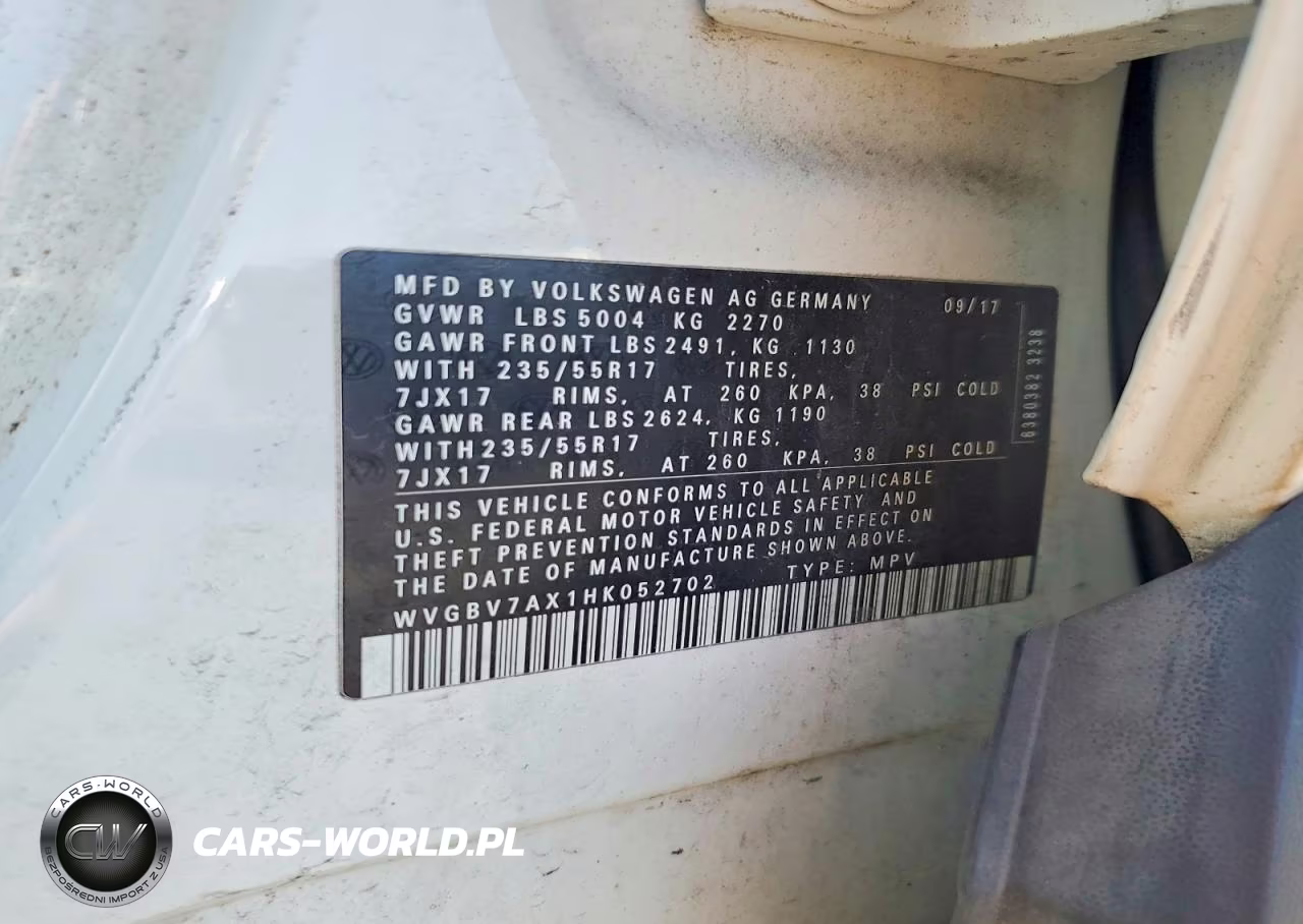 2017 Volkswagen Tiguan S VIN:WVGBV7AX1HK052702 - 12