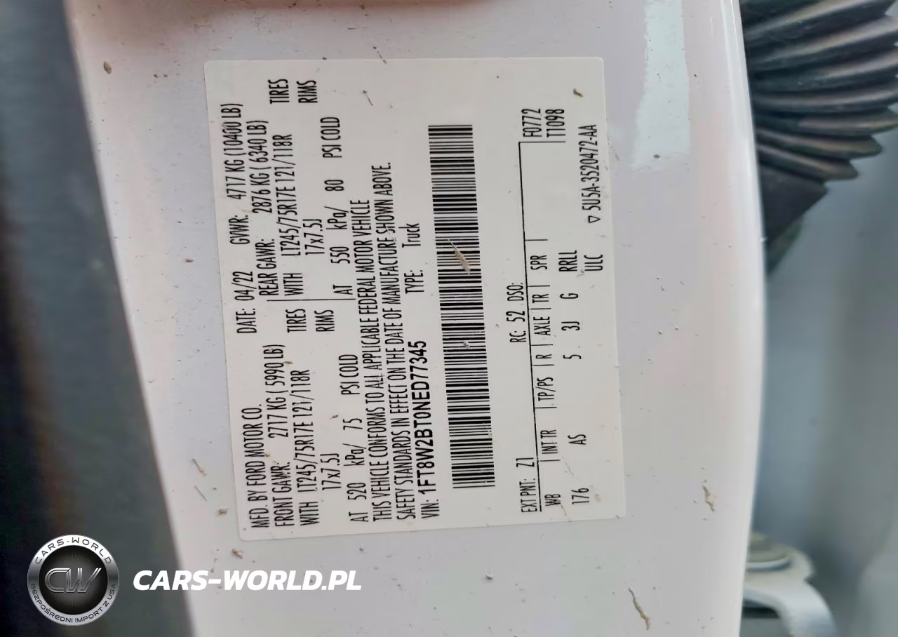 2022 Ford F250 Super Duty VIN:1FT8W2BT0NED77345 - 12