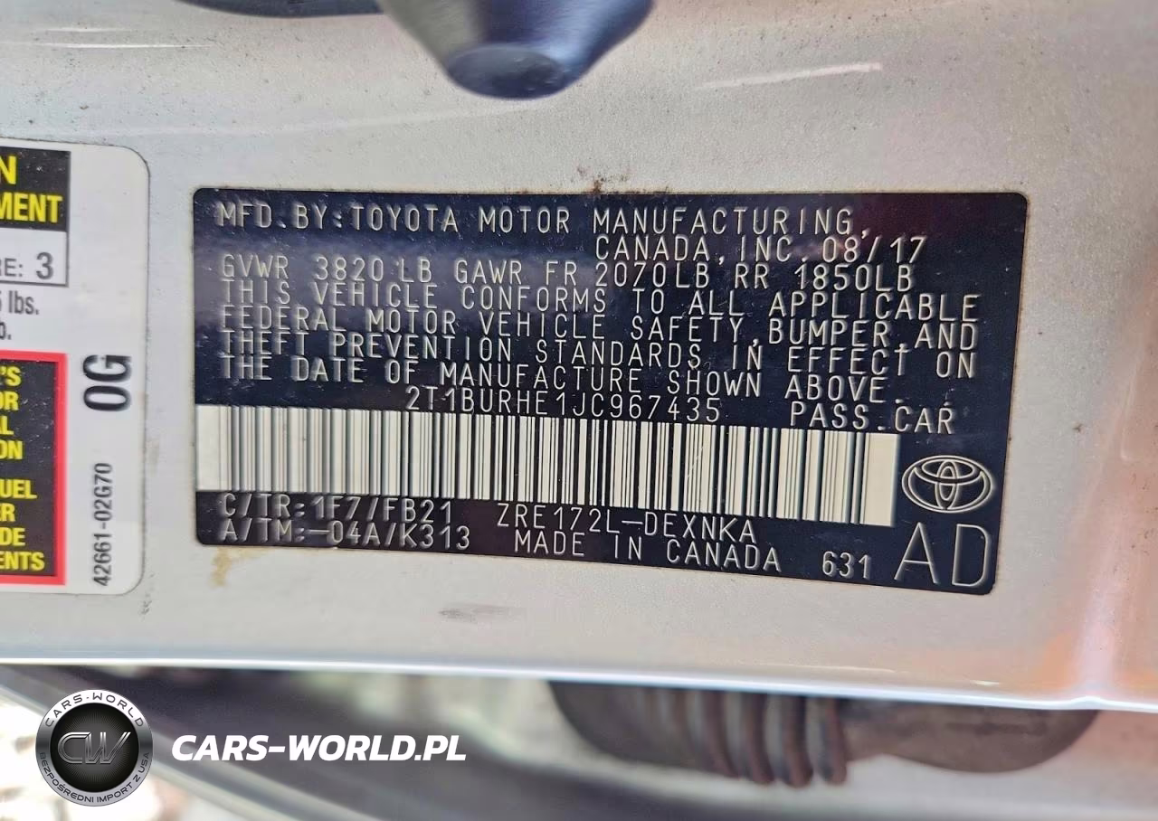 2018 Toyota Corolla Le VIN:2T1BURHE1JC967435 - 12