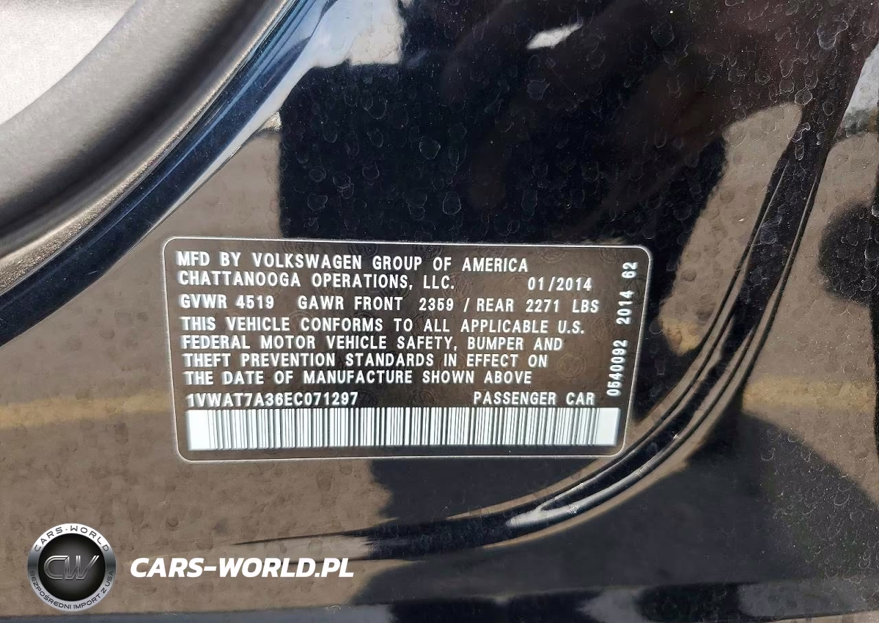 2014 Volkswagen Passat S VIN:1VWAT7A36EC071297 - 12
