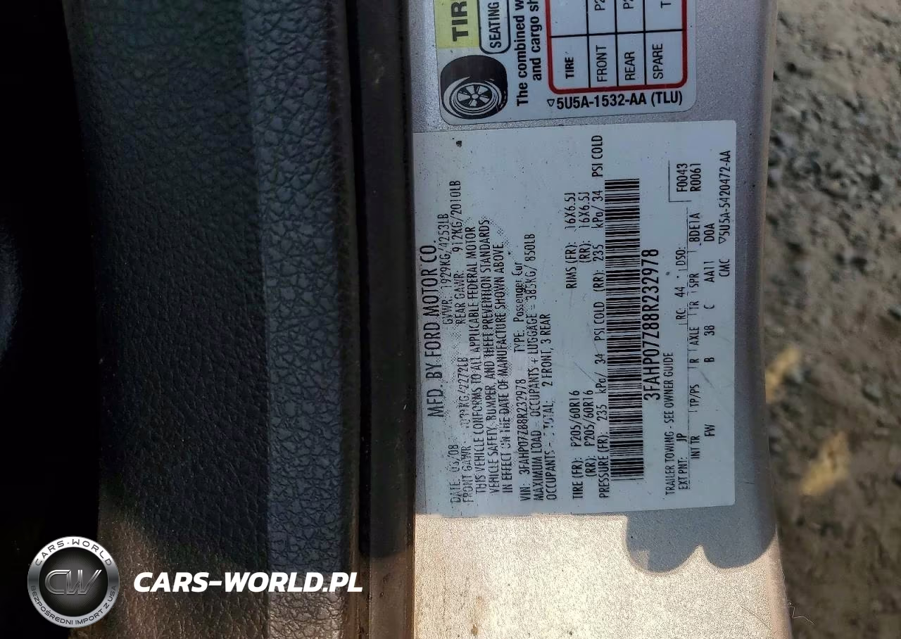 2008 Ford Fusion Se VIN:3FAHP07Z88R232978 - 13
