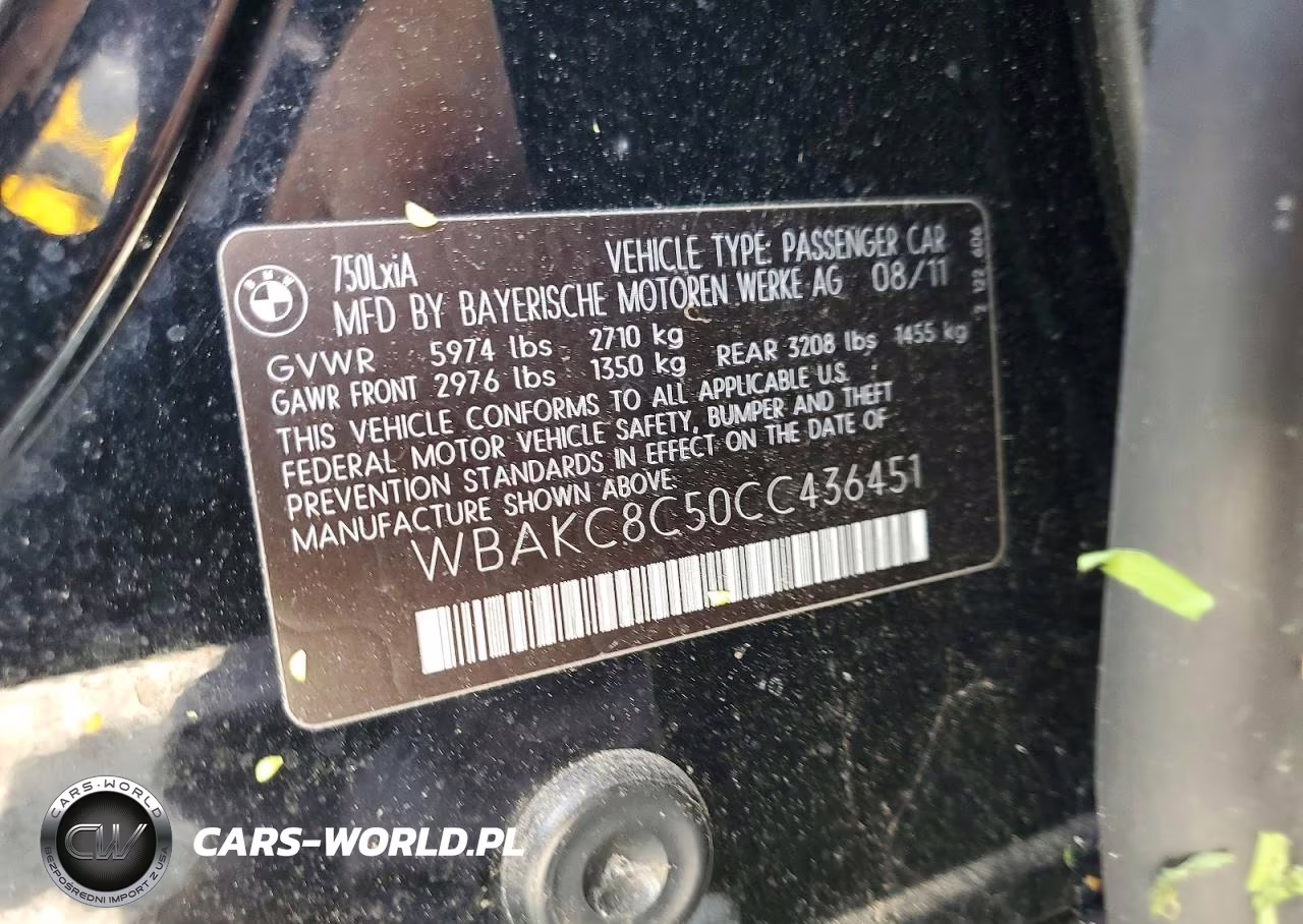2012 BMW 750 Lxi VIN:WBAKC8C50CC436451 - 12