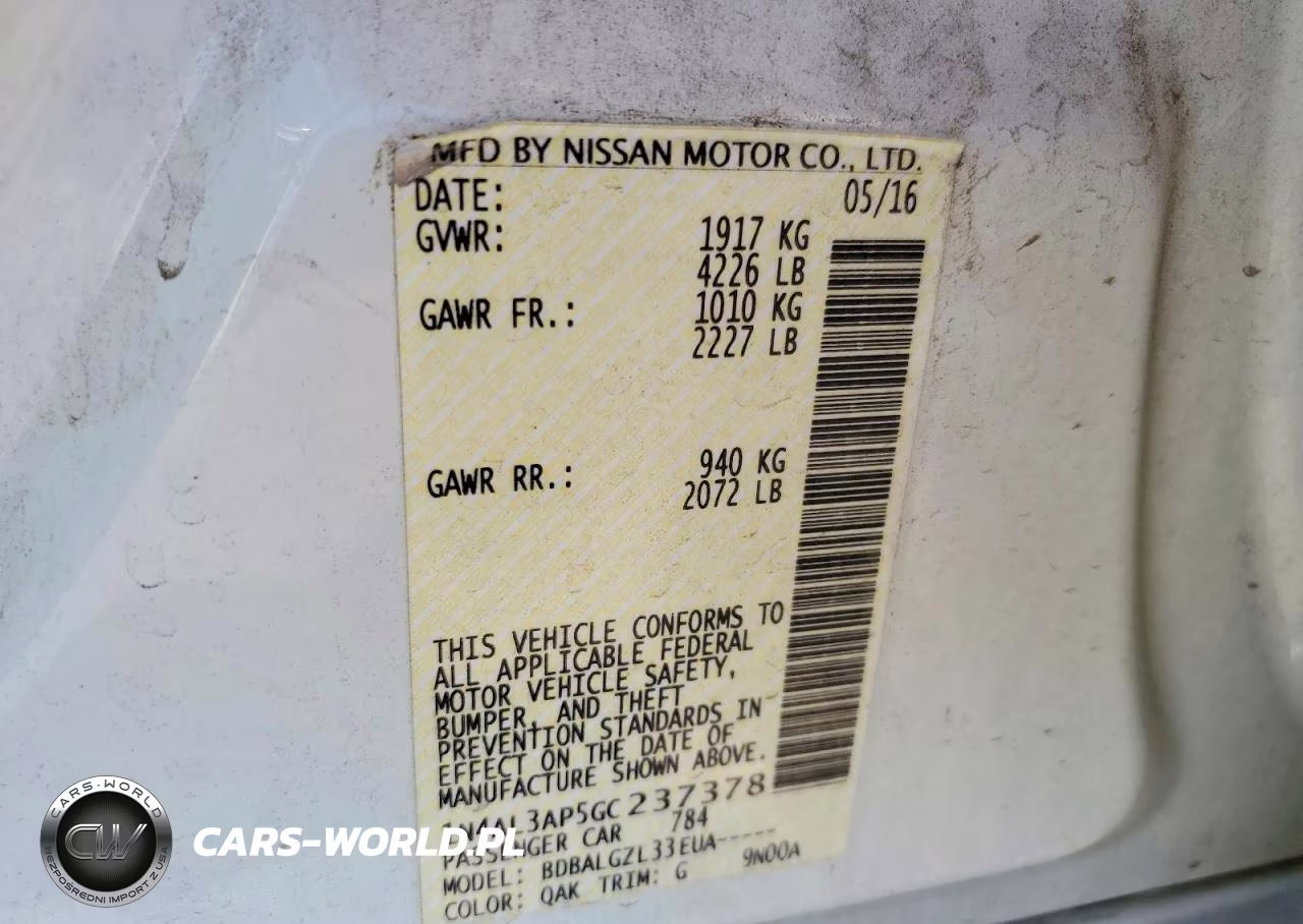 2016 Nissan Altima 2.5 S VIN:1N4AL3AP5GC237378 - 12