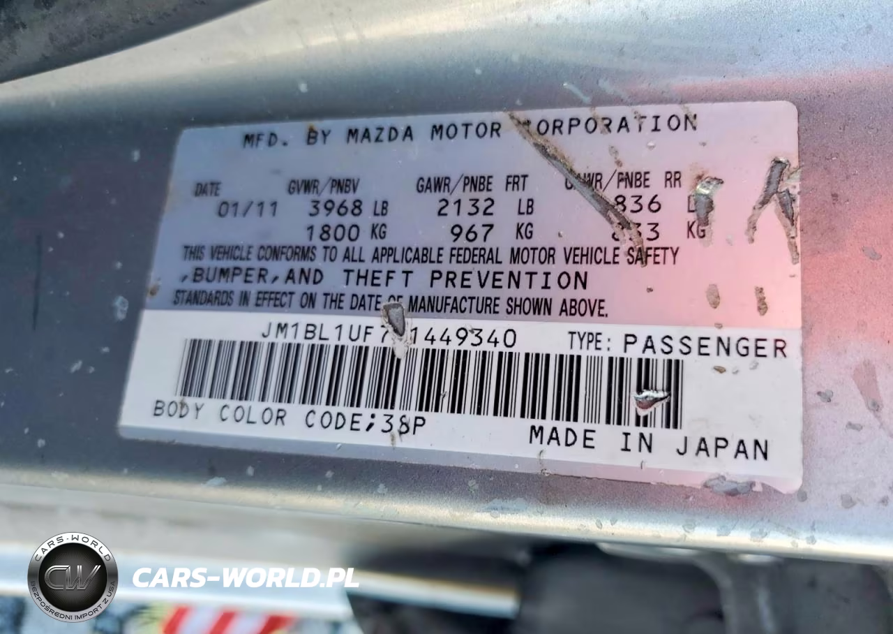 2011 Mazda 3 I VIN:JM1BL1UF7B1449340 - 12