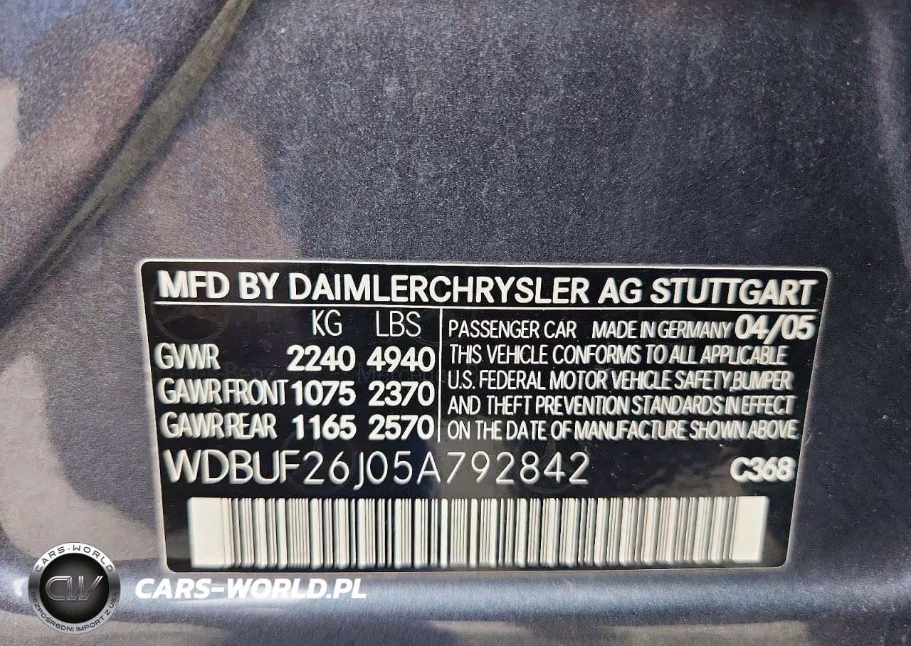 2005 Mercedes-Benz E 320 Cdi VIN:WDBUF26J05A792842 - 13